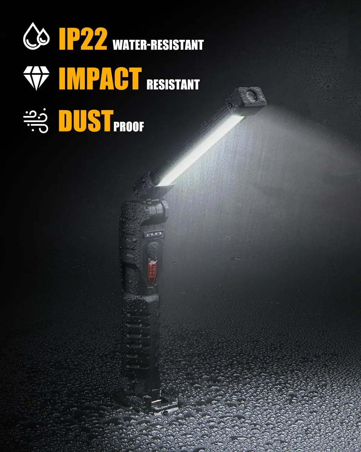 New COB Foldable Flashlight 7 Mode Magnetic USB Rechargeable LED Work Light With Hanging Hook 1200m