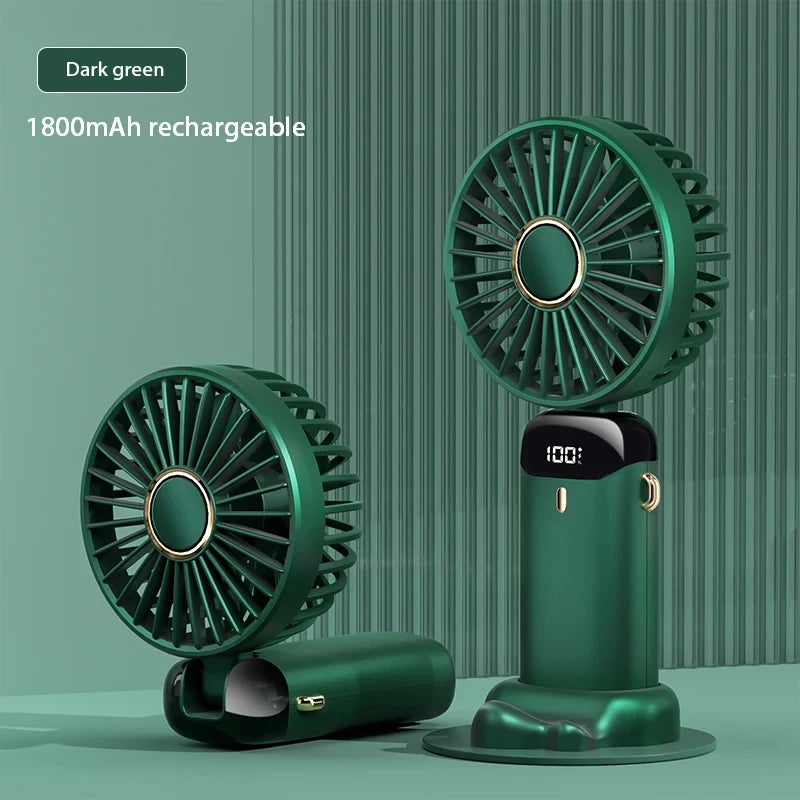 Foldable Portable Handheld Mini Fan Speed Neck Hanging USB Rechargeable Fan With Display Screen  Ph 9