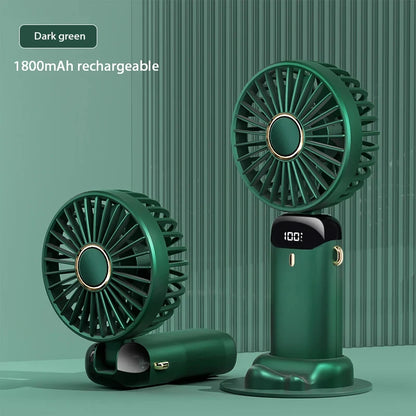 Foldable Portable Handheld Mini Fan Speed Neck Hanging USB Rechargeable Fan With Display Screen  Ph 9