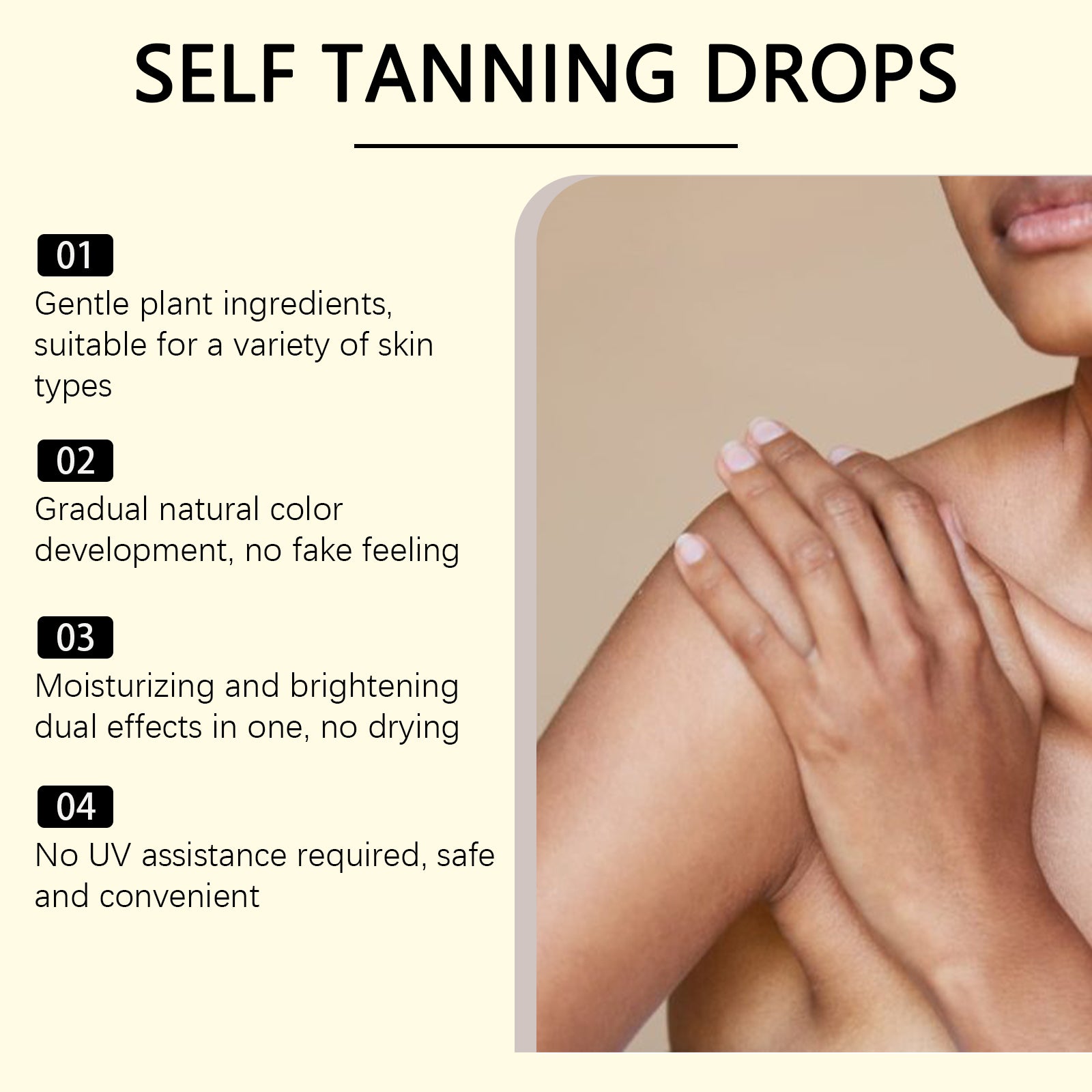 Sunless Self Tanning Drops Lasting Solarium Bronzer Natural Tanner For Body Face Antioxidant Preven 4