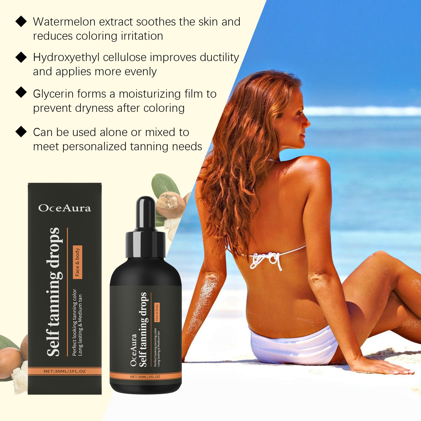 Sunless Self Tanning Drops Lasting Solarium Bronzer Natural Tanner For Body Face Antioxidant Preven 5