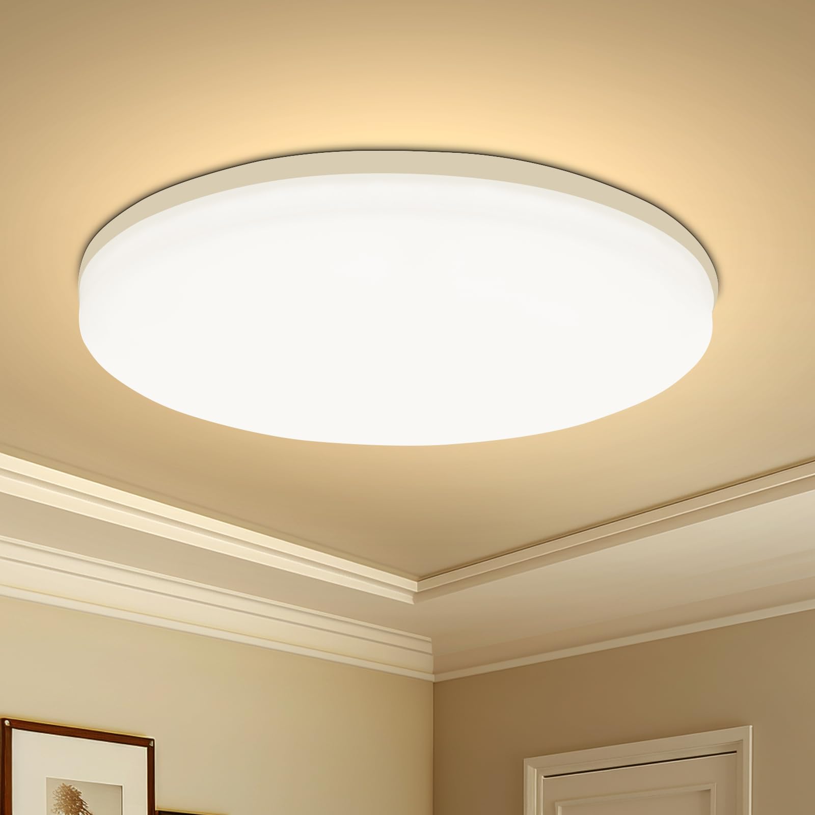 Round LED Ceiling Light Modern, Ultra-Thin 4cm Flush Mount Light for Living Room, Bedroom, Kitchen, Bathroom Lighting