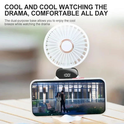 Foldable Portable Handheld Mini Fan Speed Neck Hanging USB Rechargeable Fan With Display Screen  Ph 3