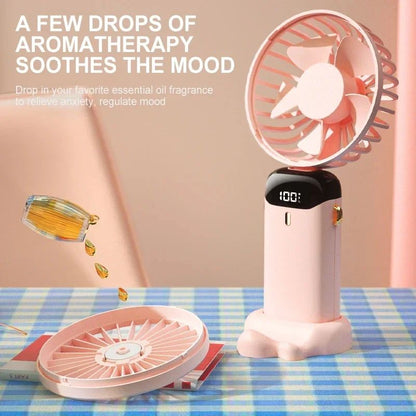 Foldable Portable Handheld Mini Fan Speed Neck Hanging USB Rechargeable Fan With Display Screen  Ph 5