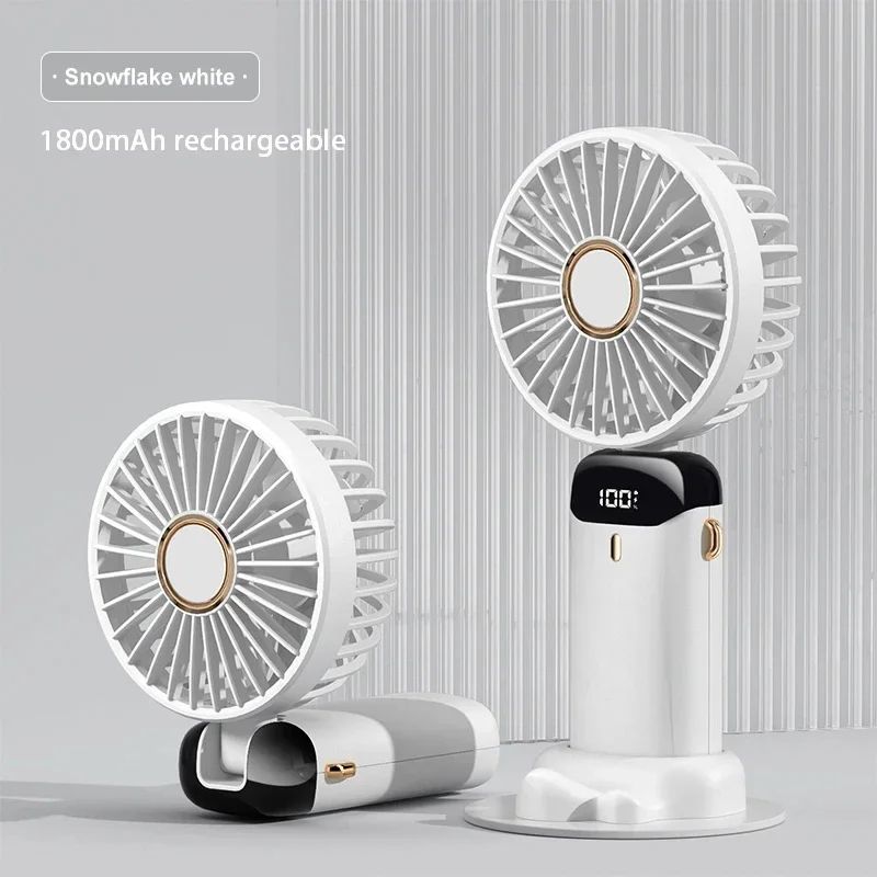 Foldable Portable Handheld Mini Fan, Speed Neck Hanging USB Rechargeable Fan with Display Screen & Phone Stand
