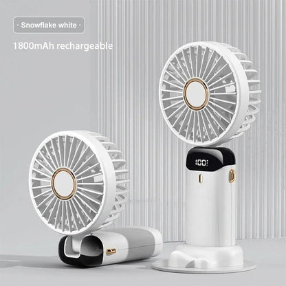 Foldable Portable Handheld Mini Fan, Speed Neck Hanging USB Rechargeable Fan with Display Screen & Phone Stand