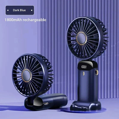 Foldable Portable Handheld Mini Fan Speed Neck Hanging USB Rechargeable Fan With Display Screen  Ph 8