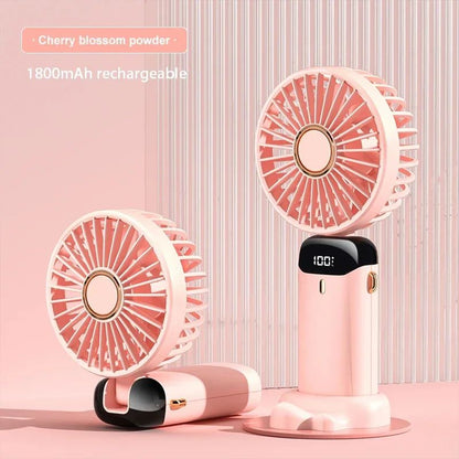 Foldable Portable Handheld Mini Fan Speed Neck Hanging USB Rechargeable Fan With Display Screen  Ph 7