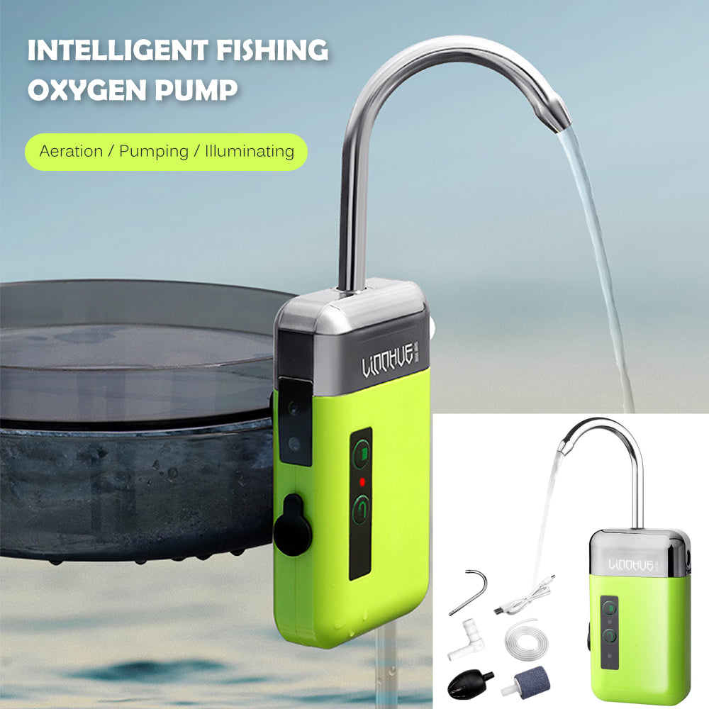 3-in-1 Sensing Oxygen Pump, Portable Mini USB Charging Pump, Air Stone Tube, Automatic Water Pump with LED Lighting