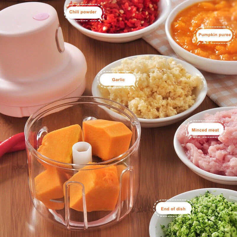 Sturdy Mini Electric Garlic Chopper Meat Grinder Garlic Masher Machine, Durable Vegetable Crusher for Ginger, Garlic