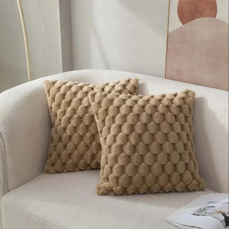 Cream White Pineapple Grid Turtle Pattern 3D Soft Plush Throw Pillowcase Decorative Cushion Cover F 7