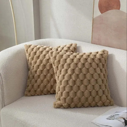 Cream White Pineapple Grid Turtle Pattern 3D Soft Plush Throw Pillowcase Decorative Cushion Cover F 7