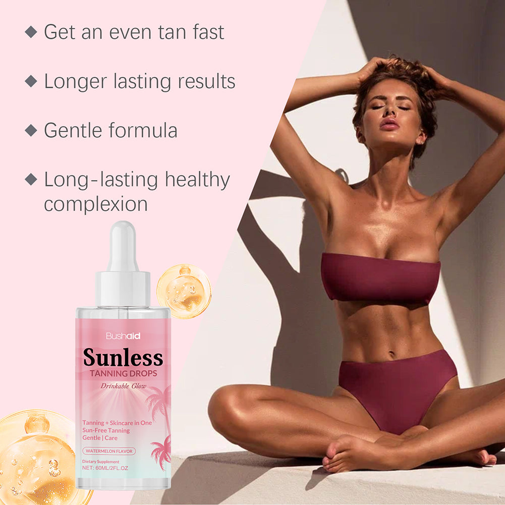 Moisturizing Bronzer Sunless Tanning Drops to Drink, Natural Tanner for Sun-Kissed Glow Face Body Outdoor Sunscreen Care