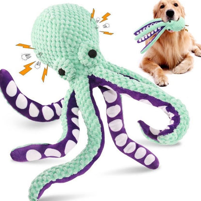 Interactive Dog Pet Plush Octopus Toy with Sound, Durable Anti-Demolition Chew Toy for Home Play, Large & Small Dog Toy