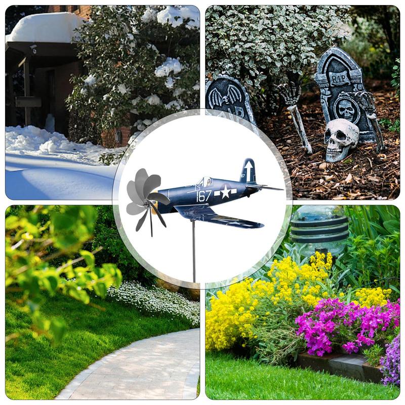 Stainless Steel Household Garden Windmill Airplane Spinners Weatherproof Wind Powered Catcher Outdo 2