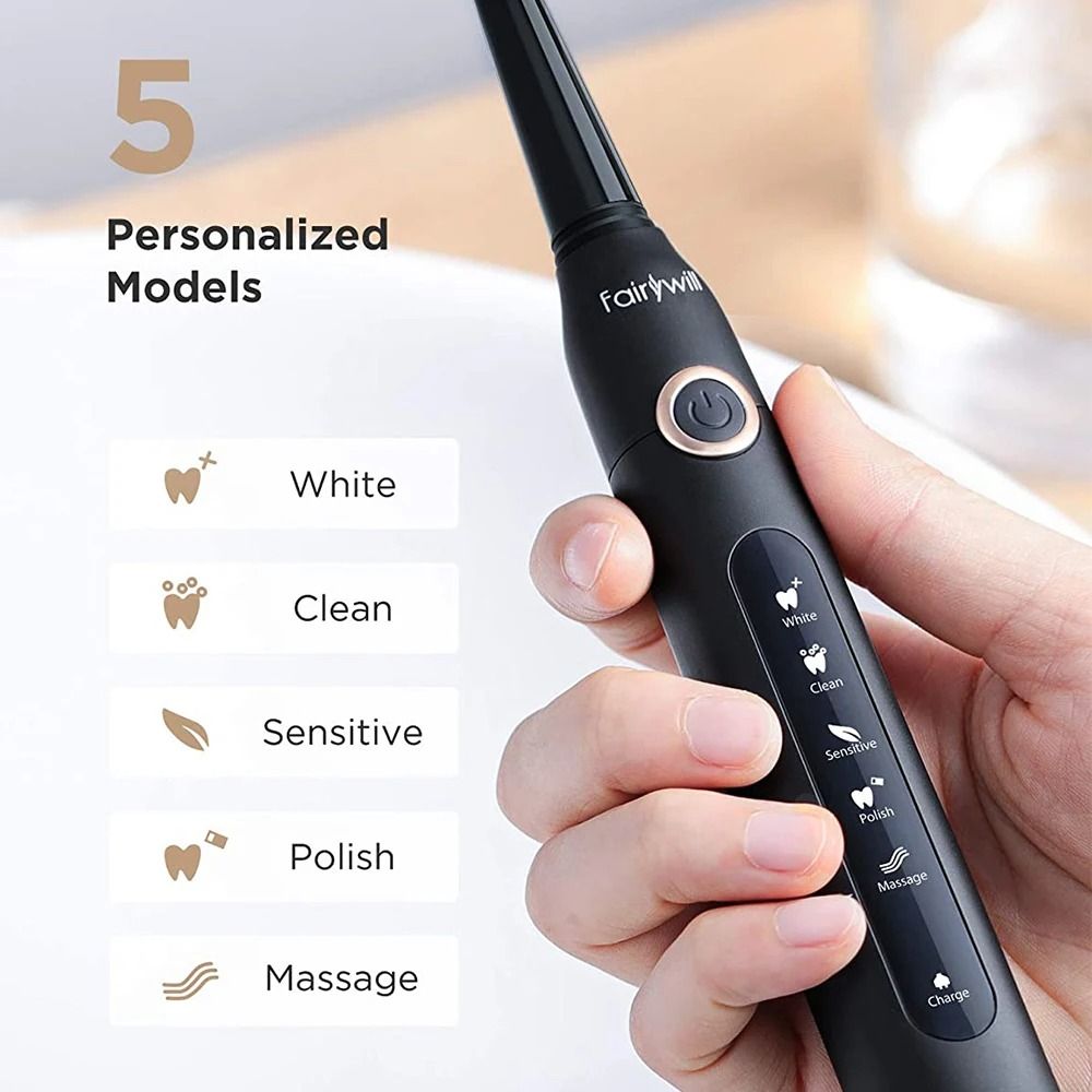 Electric Sonic Toothbrush Set with Travel Case and 10 Brush Heads