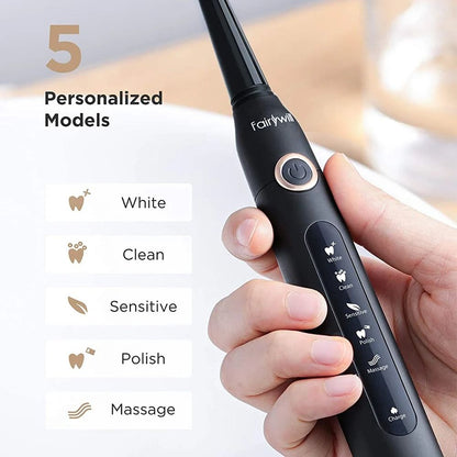 Electric Sonic Toothbrush Set with Travel Case and 10 Brush Heads