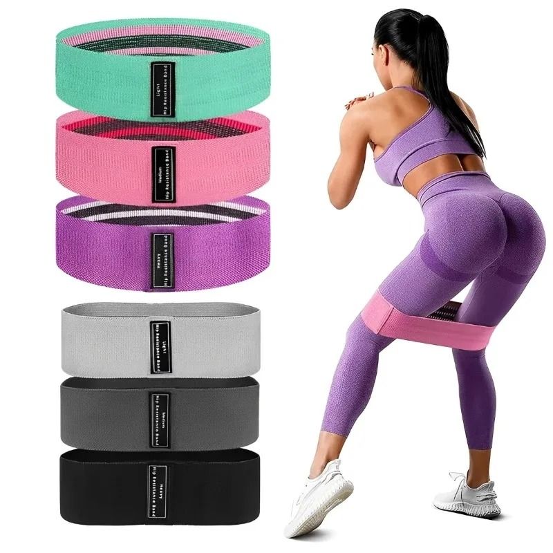 Fabric Resistance Bands Set 3pcs Non Slip Booty and Thigh Workout Loops