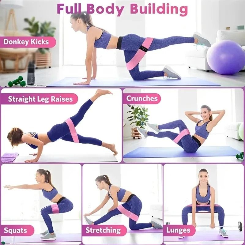 Fabric Resistance Bands Set 3pcs Non Slip Booty And Thigh Workout Loops 3
