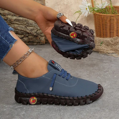 Women Leather Loafers Casual Lace Up Flat Shoes 11