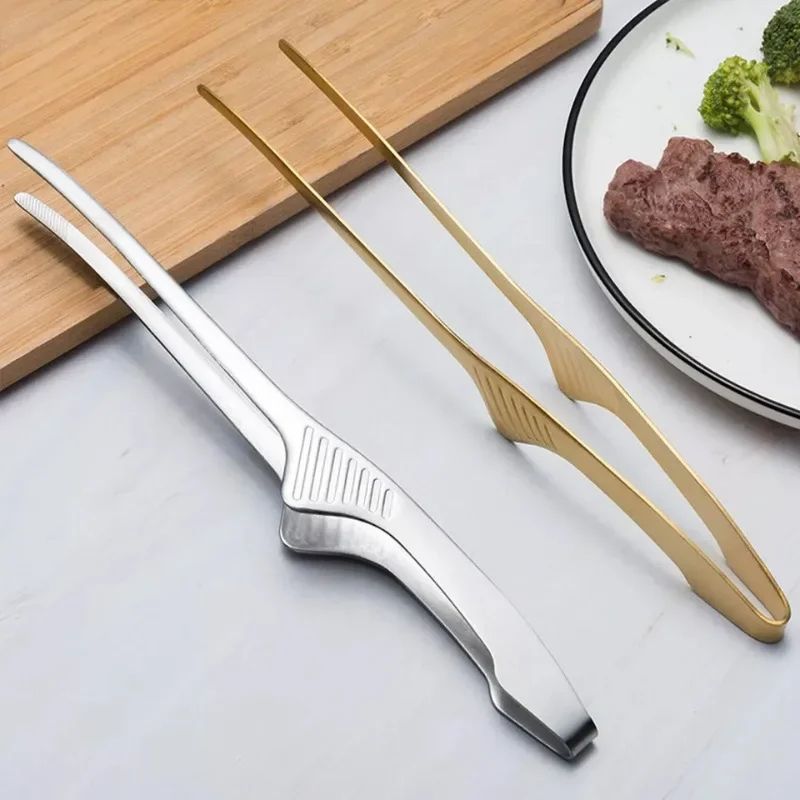 Premium Stainless Steel Precision Tongs, Non-Slip, Heat Resistant Kitchen Tweezers for BBQ, Grilling, Cooking, Serving