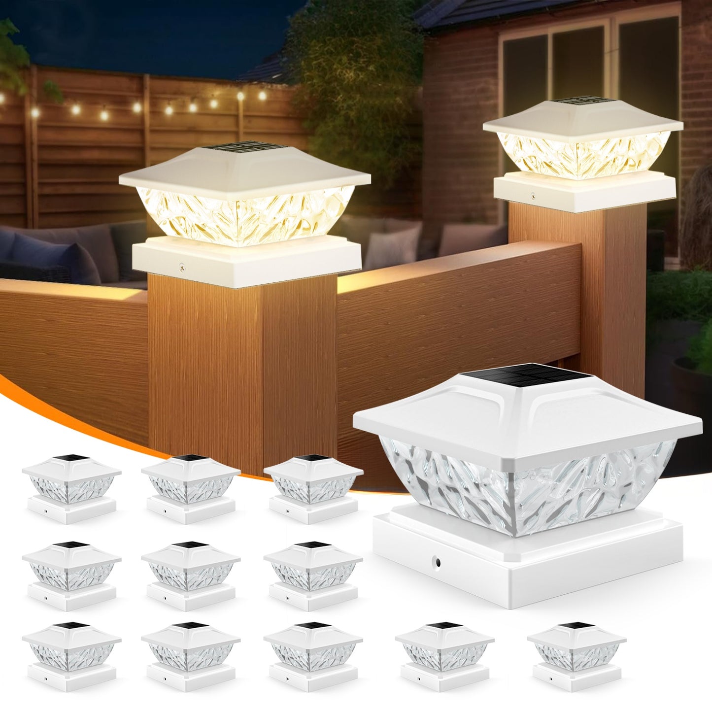Solar Powered Deck Lights, Mode Bright Solar Post Lights for Fence Posts, Outdoor White Garden Decor