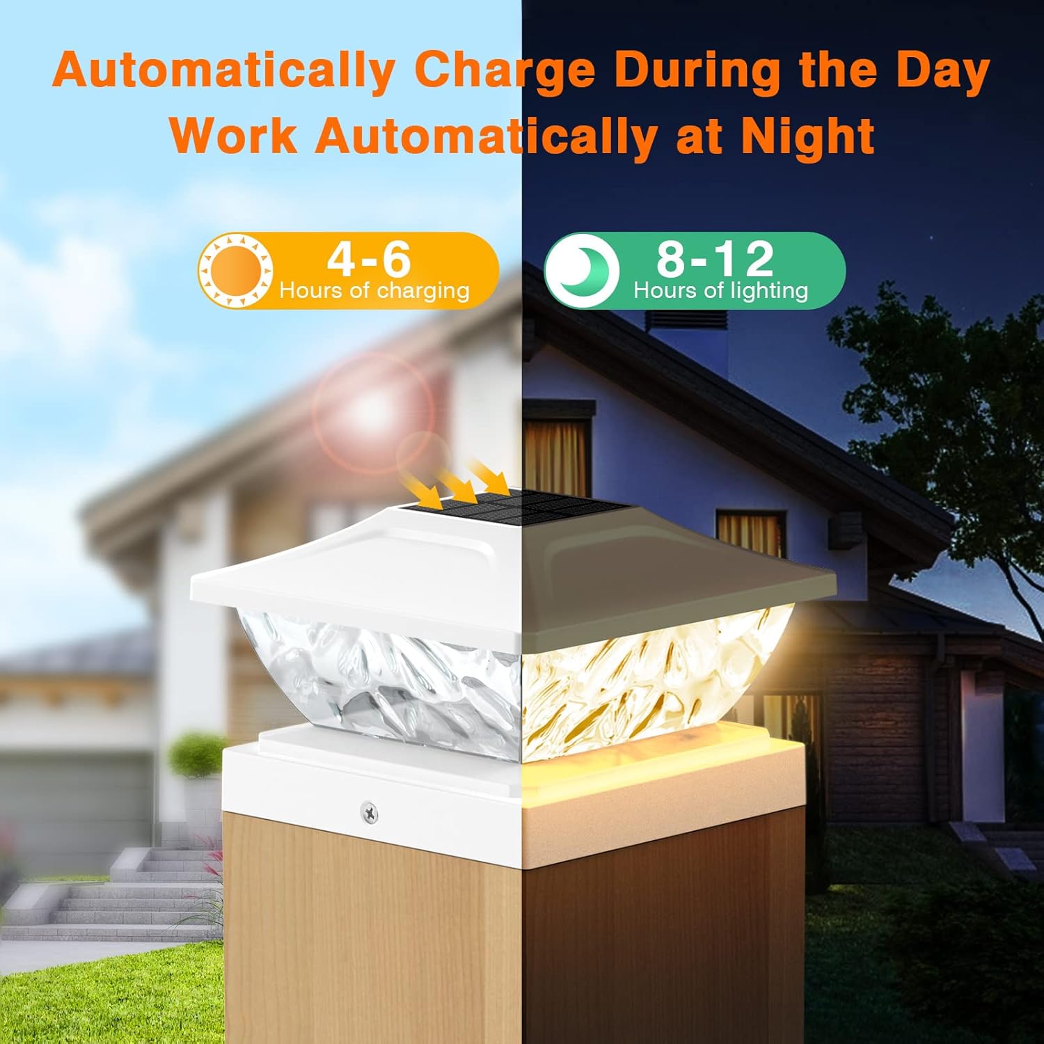 Solar Powered Deck Lights Mode Bright Solar Post Lights For Fence Posts Outdoor White Garden Decor 1