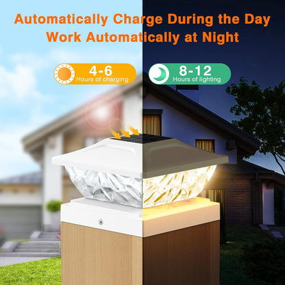 Solar Powered Deck Lights Mode Bright Solar Post Lights For Fence Posts Outdoor White Garden Decor 1