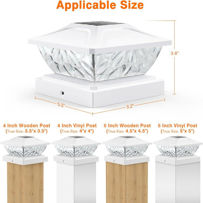 Solar Powered Deck Lights Mode Bright Solar Post Lights For Fence Posts Outdoor White Garden Decor 2