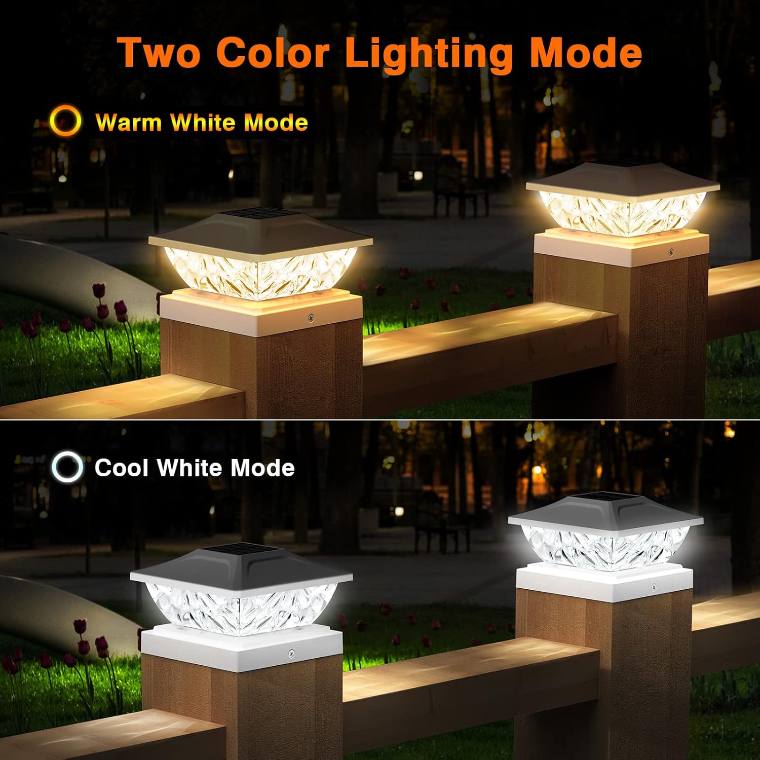 Solar Powered Deck Lights Mode Bright Solar Post Lights For Fence Posts Outdoor White Garden Decor 3