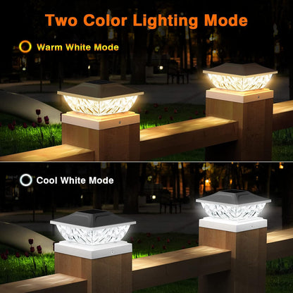 Solar Powered Deck Lights Mode Bright Solar Post Lights For Fence Posts Outdoor White Garden Decor 3