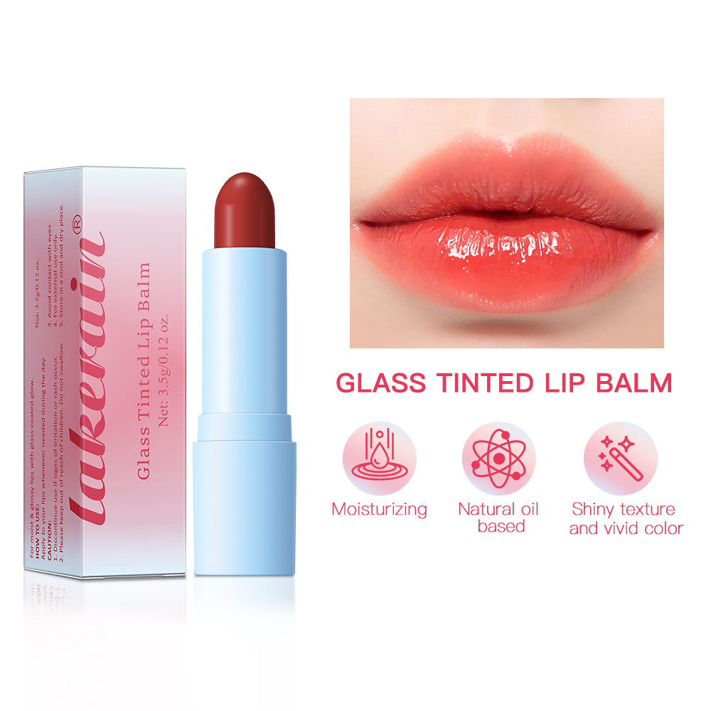 HOT Glass Tinted Lip Balm Light Cherry Red Red Orange Glow Moisturizing Vegetarian Lip Balm With Br 1