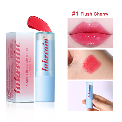 HOT Glass Tinted Lip Balm Light Cherry Red Red Orange Glow Moisturizing Vegetarian Lip Balm With Br 6