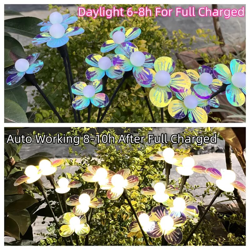 Outdoor Waterproof Solar Firefly Flower LED Lights, Modes Landscape Decoration Lamp for Garden, Patio, Lawn & Pathway