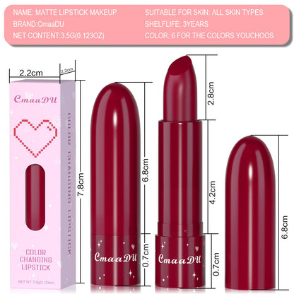 6Color Waterproof Fruit Color Tinted Shine Changing Lip Balm, Moisturizing Nourishing Glow Play Lipstick Colour Care