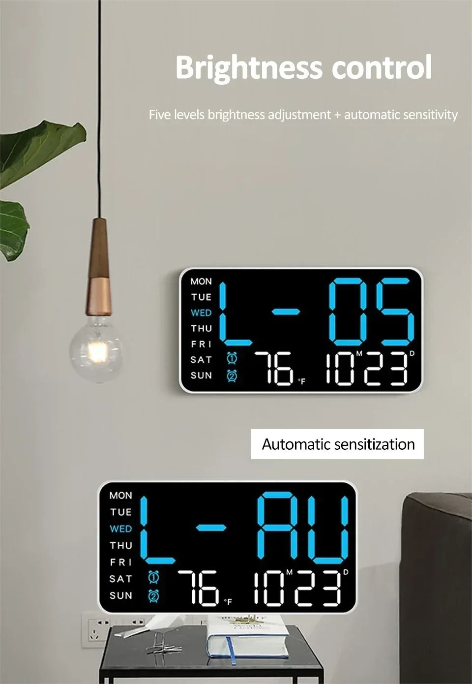 Extra Large LED Wall Clock With Temperature Timer And Date Display 2