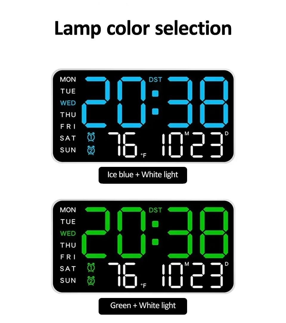 Extra Large LED Wall Clock With Temperature Timer And Date Display 3