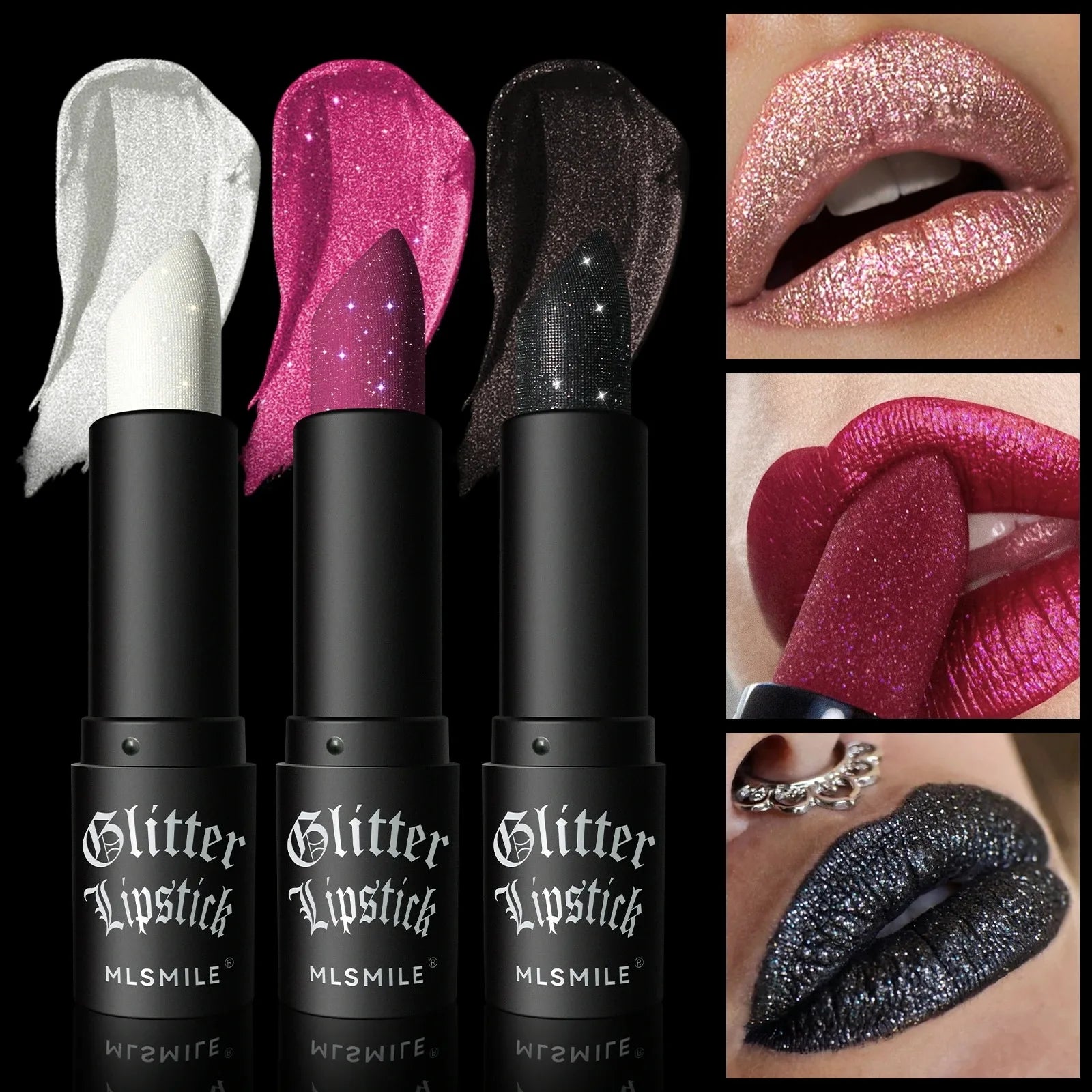 Waterproof Long Lasting Diamond Matte Lipstick Glitter Lip Tint Balm, Pearl Shine, White Shimmer Sexy Lip Makeup