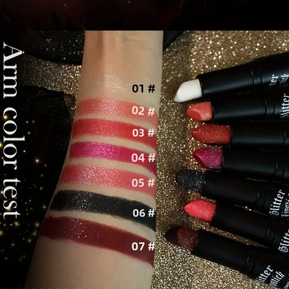 Waterproof Long Lasting Diamond Matte Lipstick Glitter Lip Tint Balm, Pearl Shine, White Shimmer Sexy Lip Makeup