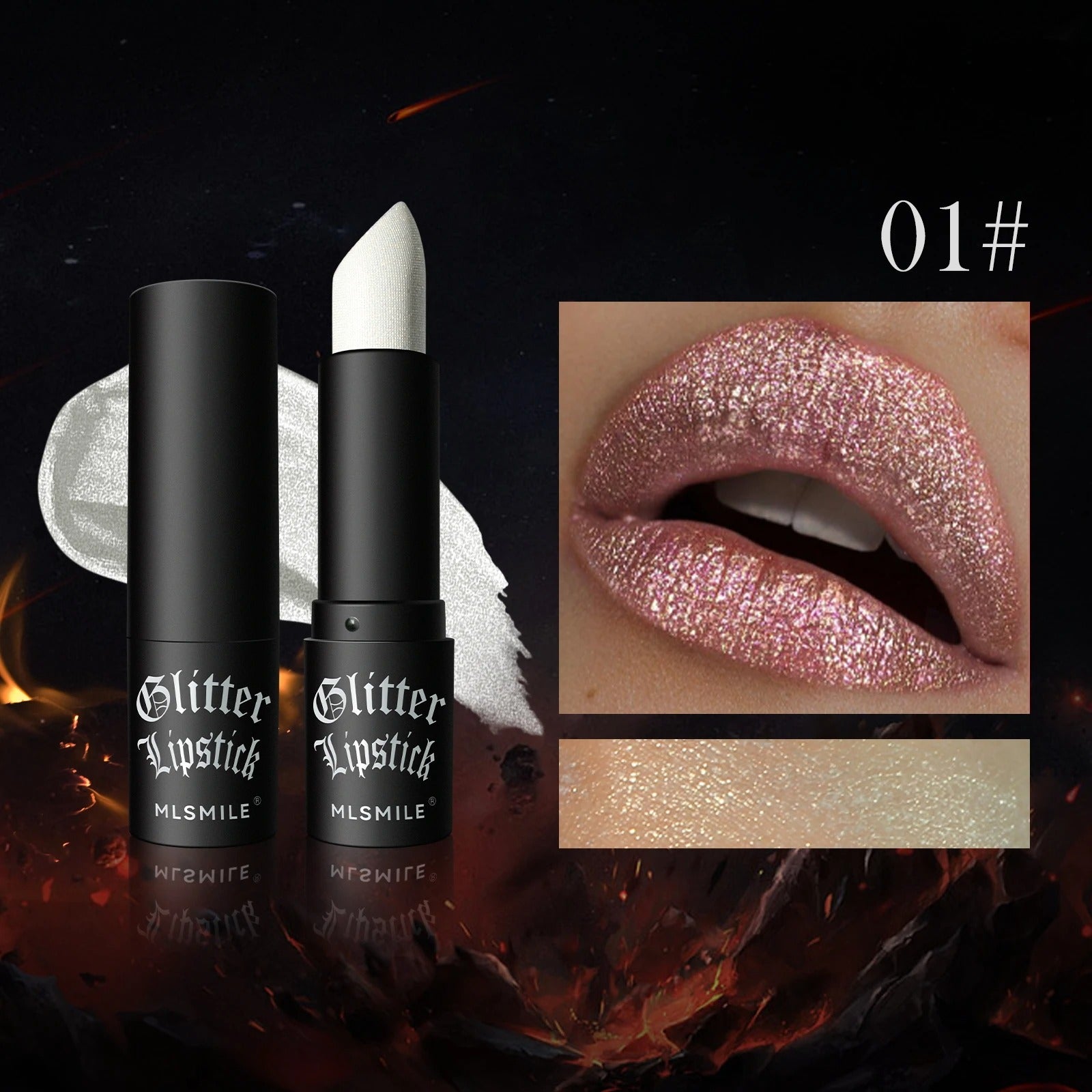 Waterproof Long Lasting Diamond Matte Lipstick Glitter Lip Tint Balm, Pearl Shine, White Shimmer Sexy Lip Makeup