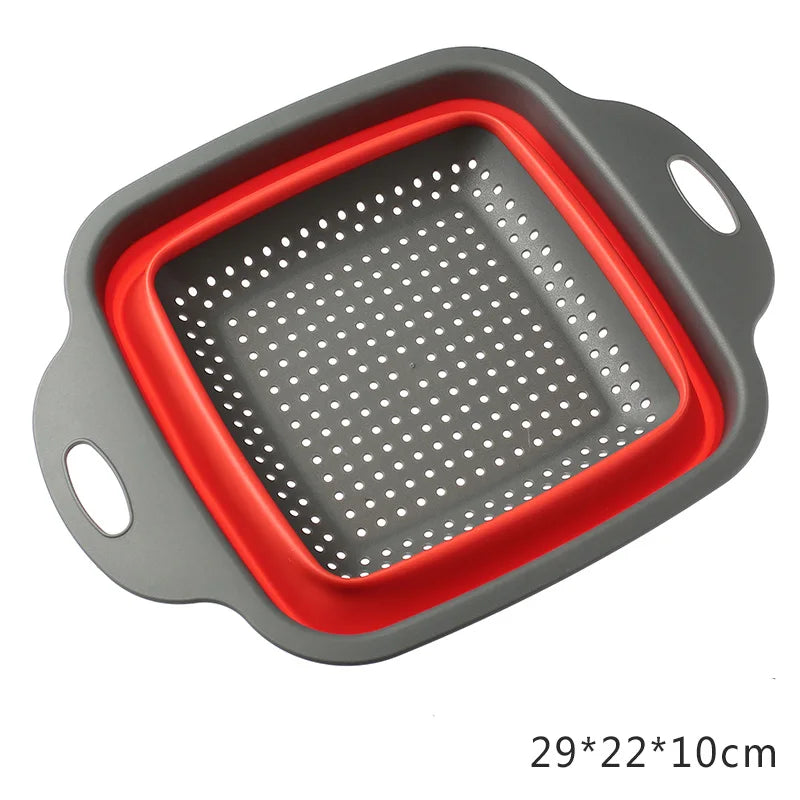 NEW Foldable Vegetable Washing Basket, Silicone Collapsible Drainer, Portable Colander for Kitchen, Picnics, and Camping