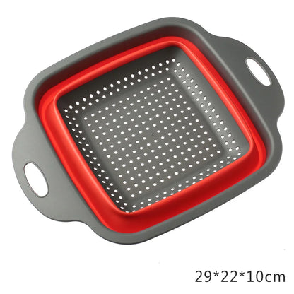 NEW Foldable Vegetable Washing Basket, Silicone Collapsible Drainer, Portable Colander for Kitchen, Picnics, and Camping