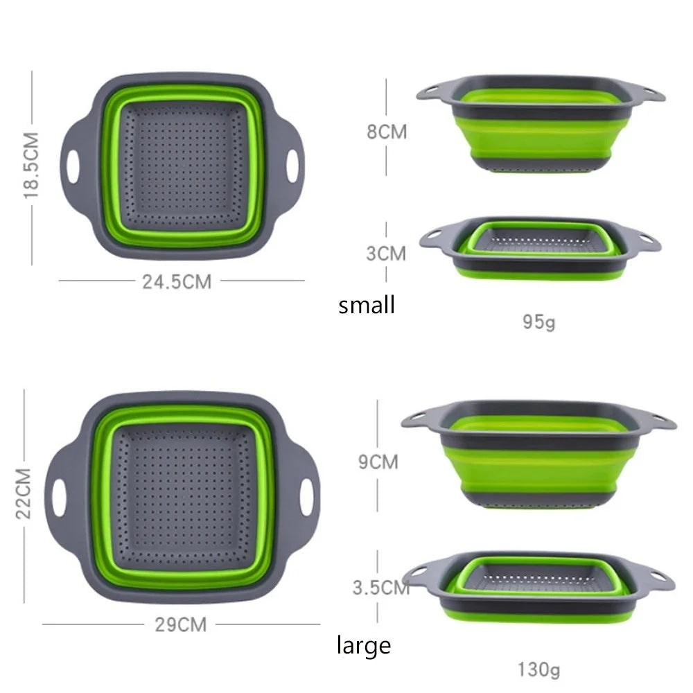 NEW Foldable Vegetable Washing Basket, Silicone Collapsible Drainer, Portable Colander for Kitchen, Picnics, and Camping