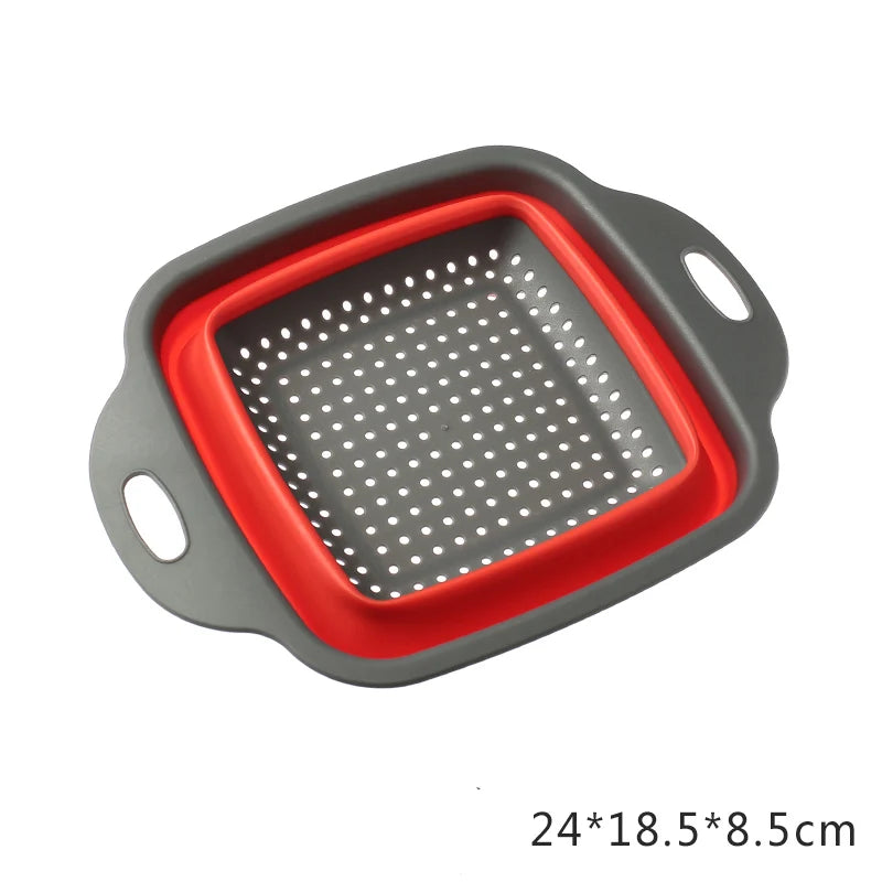 NEW Foldable Vegetable Washing Basket, Silicone Collapsible Drainer, Portable Colander for Kitchen, Picnics, and Camping