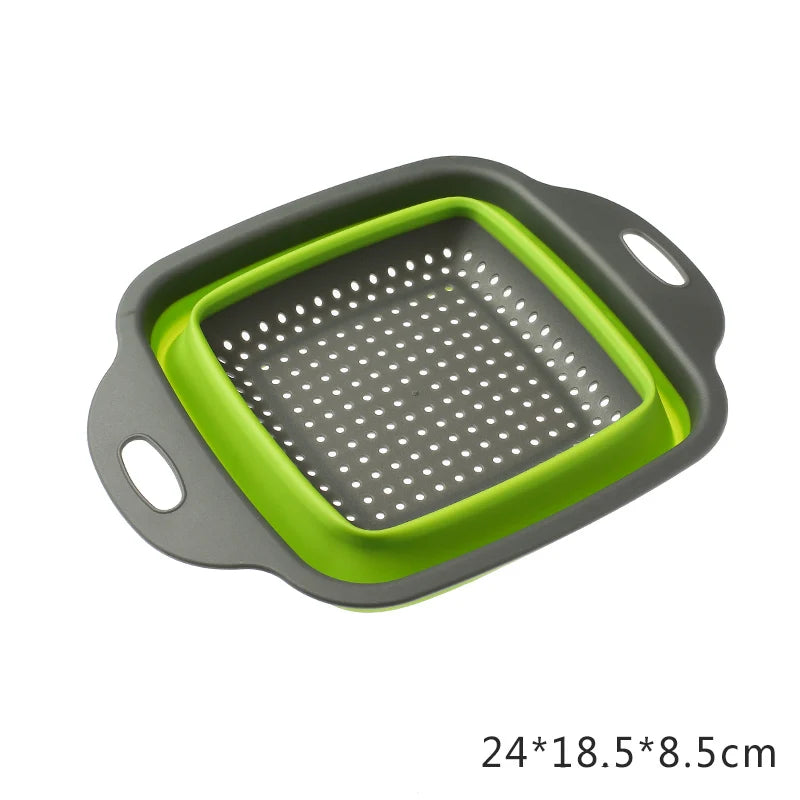 NEW Foldable Vegetable Washing Basket, Silicone Collapsible Drainer, Portable Colander for Kitchen, Picnics, and Camping