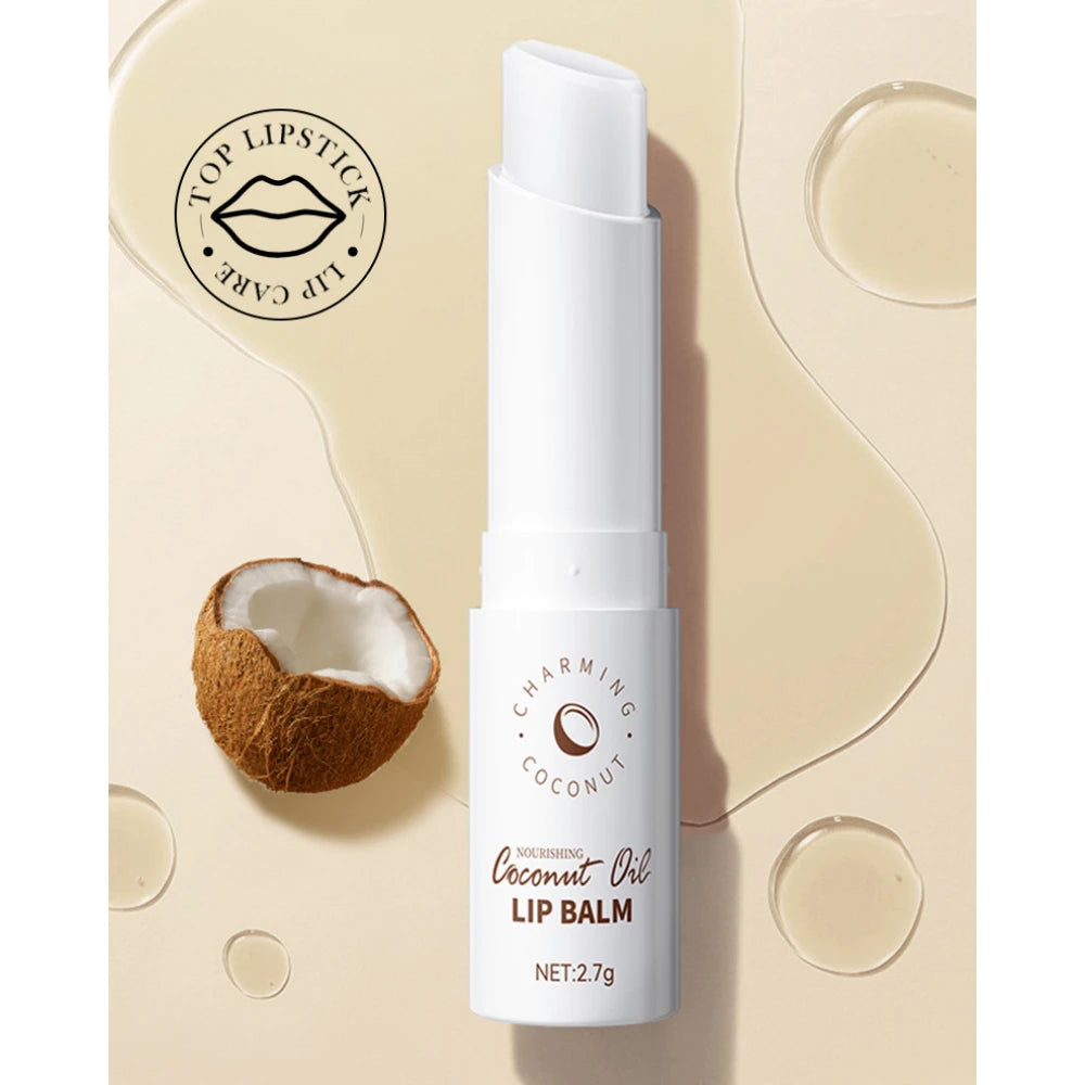 Coconut Lip Balm with Long Lasting Nourishment and Moisture, Daily Care Lip Balm for Men and Women, Soft Smooth Lips
