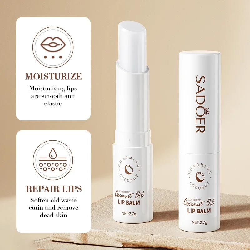Coconut Lip Balm with Long Lasting Nourishment and Moisture, Daily Care Lip Balm for Men and Women, Soft Smooth Lips
