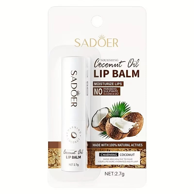 Coconut Lip Balm with Long Lasting Nourishment and Moisture, Daily Care Lip Balm for Men and Women, Soft Smooth Lips