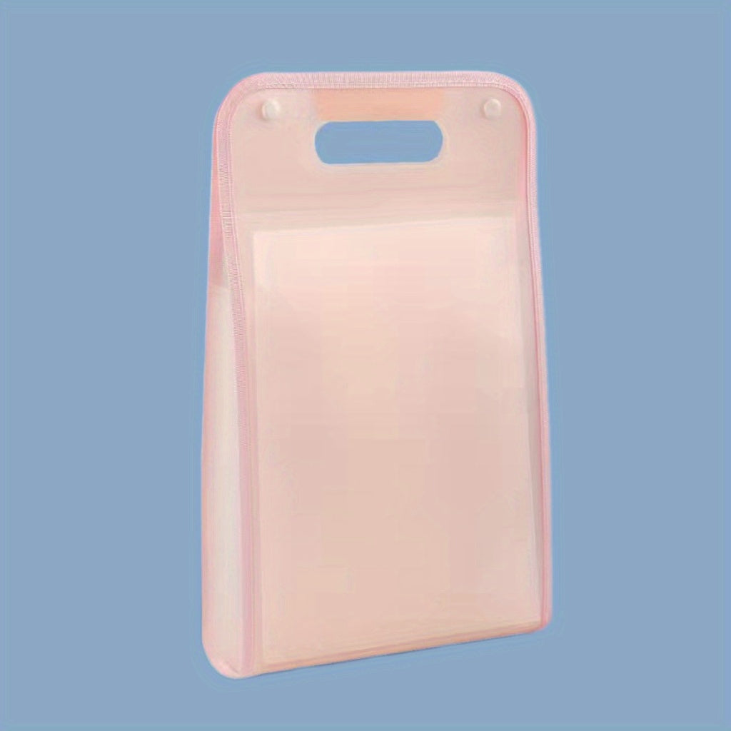 A4 Macaron Vertical Binding File Bag, 13 Cell Student Test Paper Storage, Portable Organizer for Office School Supplies