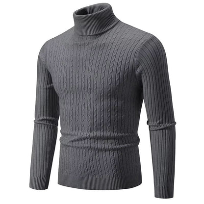 Mens High Neck Sweater  Solid Color Knitted Pullover Turtleneck For Winter Warmth 9